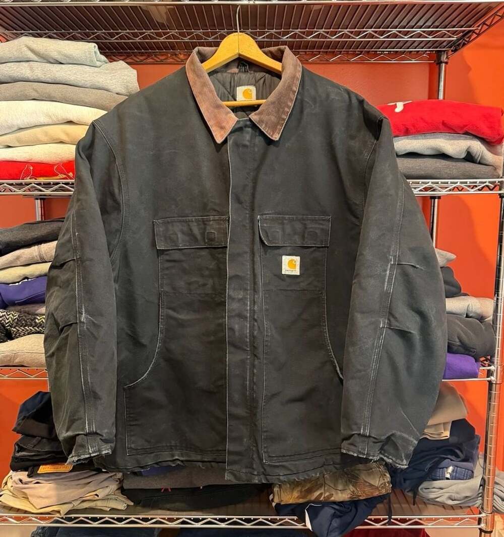 Carhartt traditional work jacket in Black Brown corduroy collar Men XL Detroit